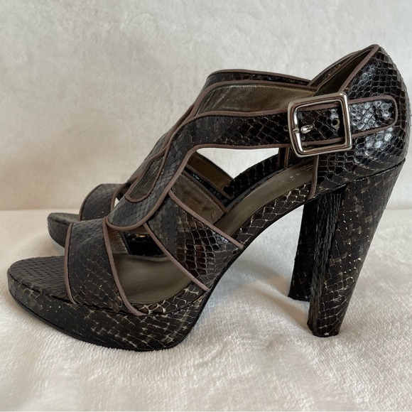 Coach Ivanah snakeskin print open toe heels shoes - Picture 4 of 11